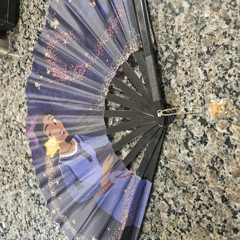 Elegant Blue Hand Fan with Artistic Design